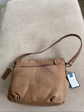 Craft and Barrow Tan Pebble Leather Shoulder Bag